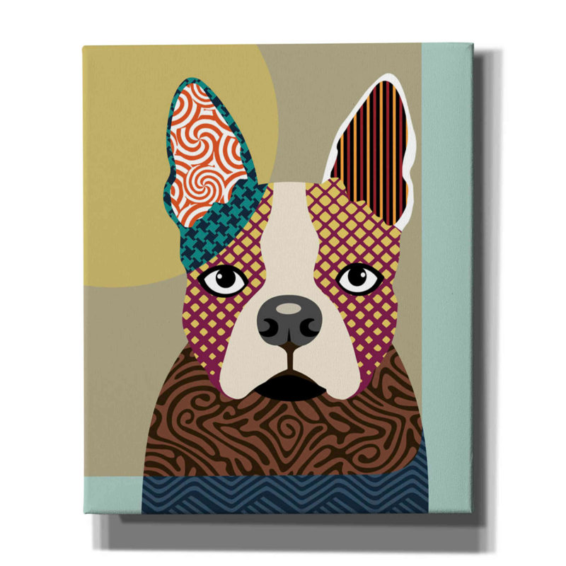 «Boston Terrier» par Lanre Adefioyue, reproduction sur toile tendue, H 24 po x l 20 po x P 0,75 po