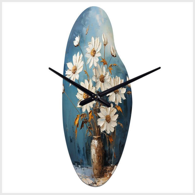 Wulin - Curved Shape Unique Daisies Wall Clock, Moyenne