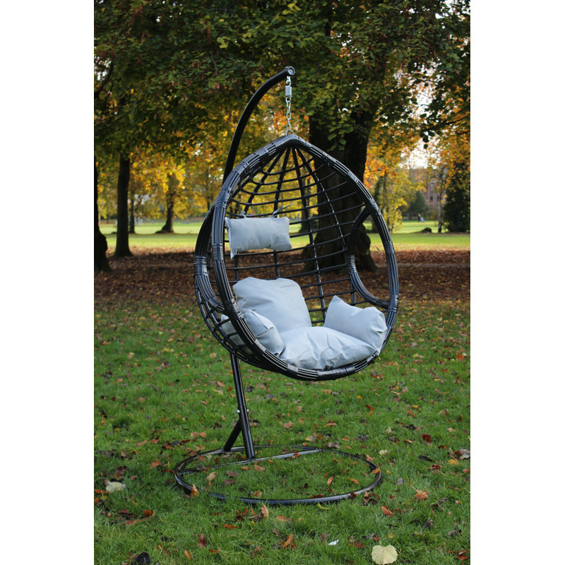 Giguere Garden Patio Swing Chair with Stand, Black