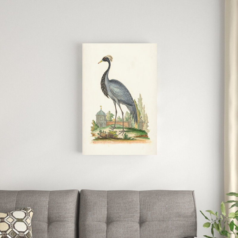 Héron antique et grues II, H 30 po x l 20 po