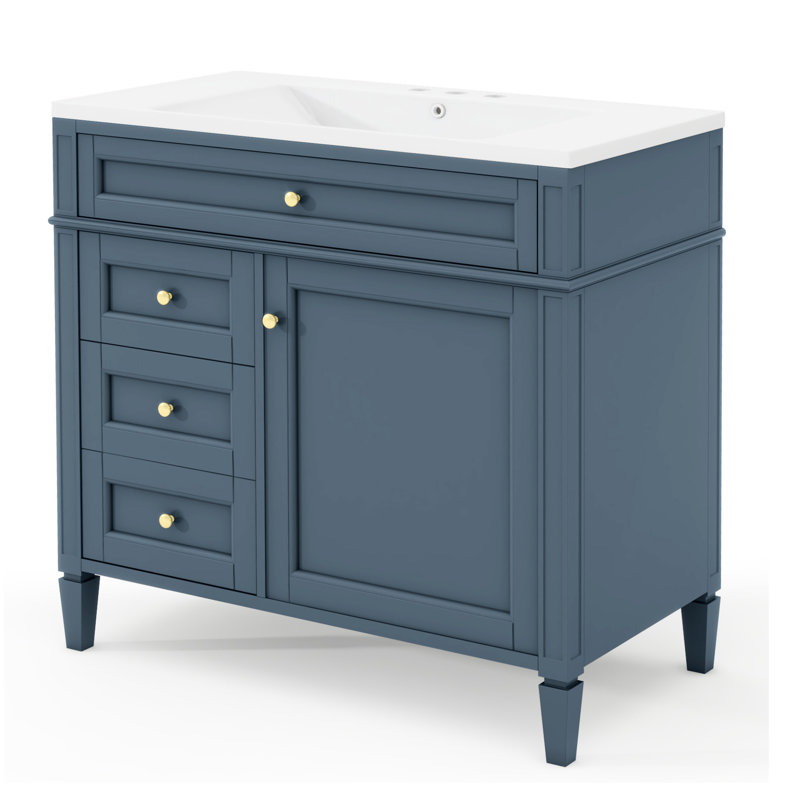 Armoire de meuble-lavabo 36 po avec lavabo supérieur, 2 tiroirs, 1 tiroir basculant et 1 porte