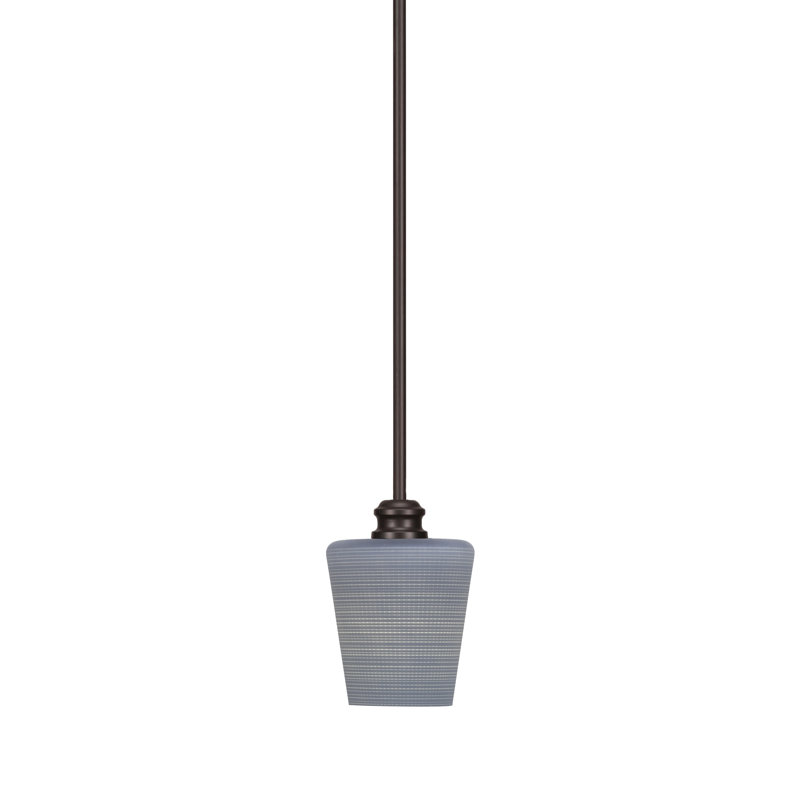 Edge Stem Hung Mini Pendant With 6" Grey Matrix Glass, Espresso