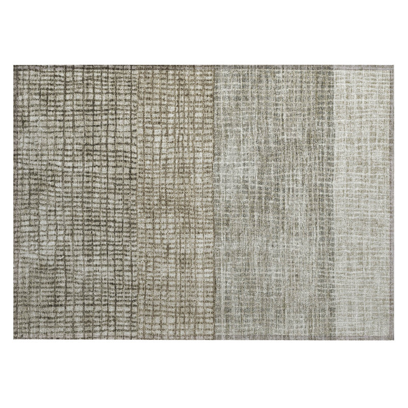 Machine Washable Indoor/Outdoor Xhevrie Taupe Rug, Rectangle 1'8" x 2'6"