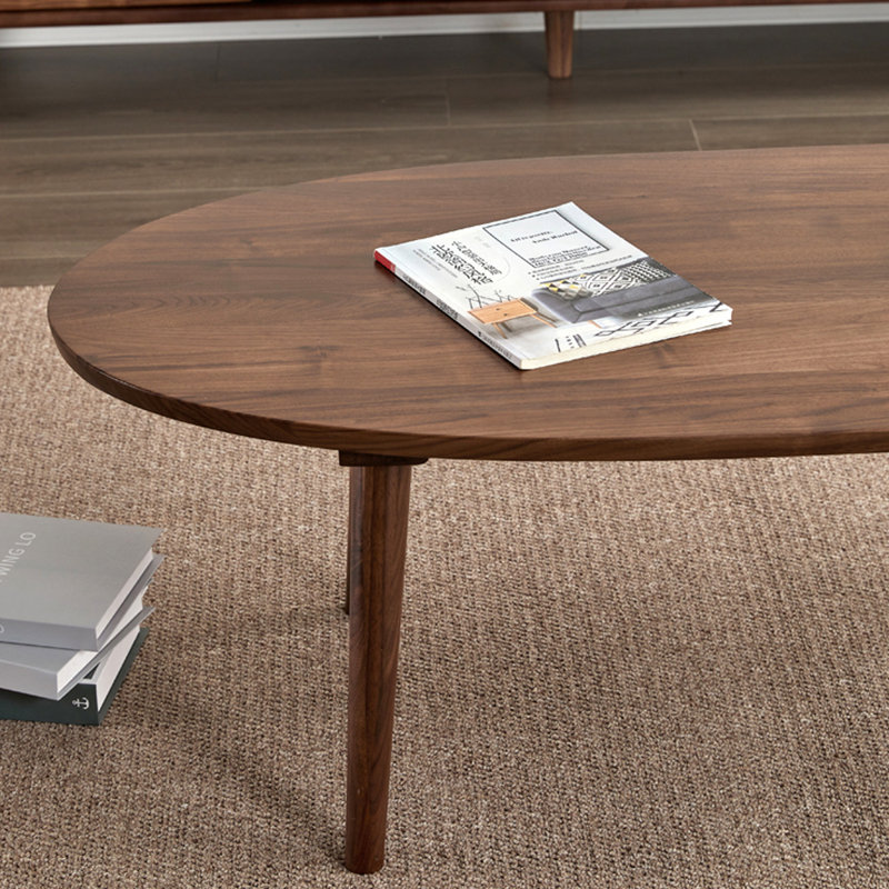 Table basse ovale simple avec noyer noir