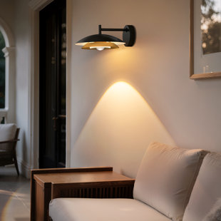 Louvre 12.7" Modern Dual-Shade & Dual-Light LED Wall Sconce in Black & Gold, 12W LED Dimmable Hardwired Indoor Wall Lamps