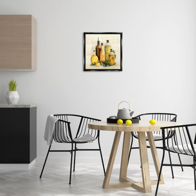 Traditional Kitchen Cooking Oils Framed Floater Canvas Wall Art, design by Marilyn Dunlap