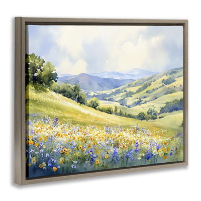 Spring Meadow with Distant Mountain Floating Frame, design by Franklyn Gregory