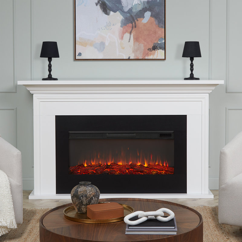 Cleo 76" Landscape Electric Fireplace In White