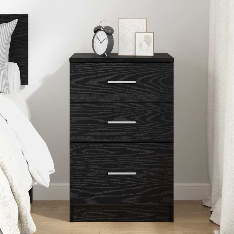 40cm W Manufactured Wood Bedside Table, Black Oak