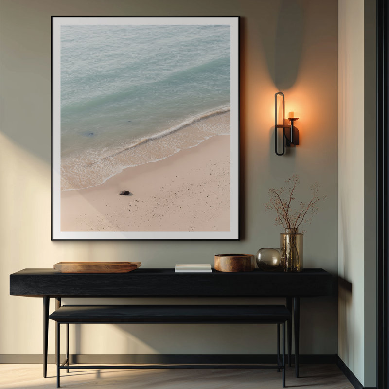 Très grande reproduction d'art mural côtier serein - plage tranquille et vagues douces, décoration côtière pour le salon ou la chambre à coucher, assemblage requis