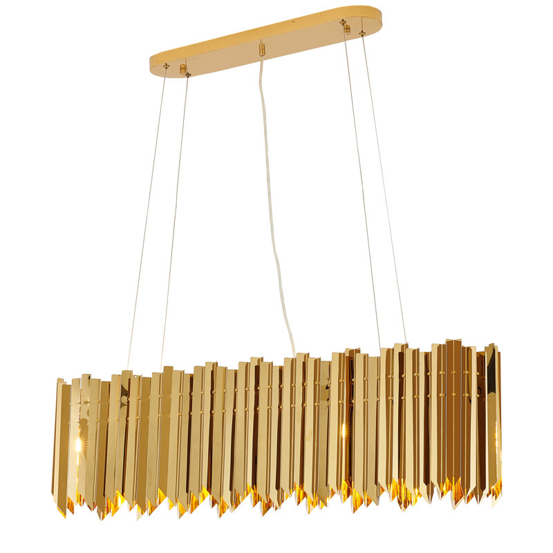 Lustre ovale 6 lumières en acier inoxydable doré