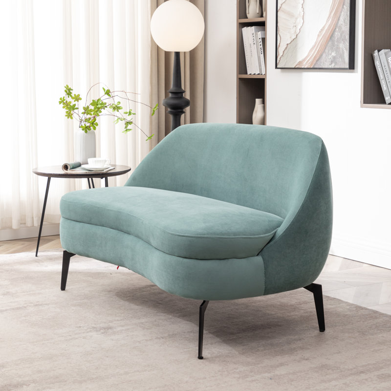 Causeuse rembourrée 50 "Raymond, Velours sarcelle