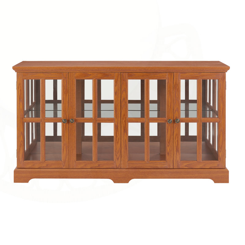 LED Curio Display Gorrell with Adjustable Shelves and Remote-Controlled LED Lighting, Perfect for Home or Office Decor
