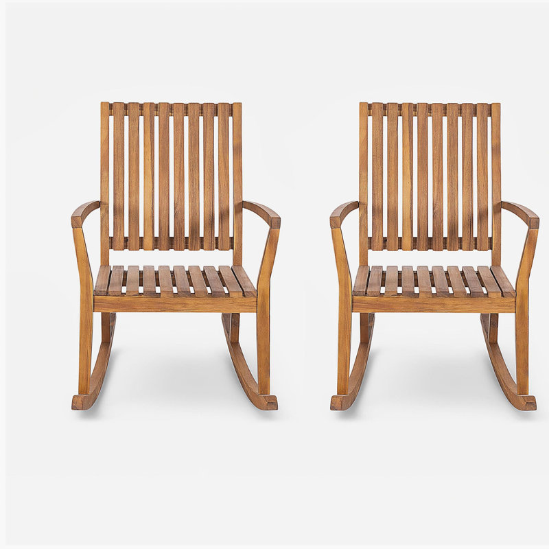 Chaise berçante d'extérieur en bois massif (ensemble de 2)