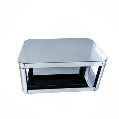 Baked curved mirror Coffee Table for Living Room, Modern Glass Coffee Table with Glass Top, Rectangular Center Table Premium Furniture