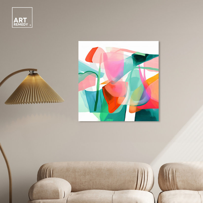 Art mural moderne abstrait sur toile, formes différentes modernes par Art Remedy, Toile tendue, H 30 po x l 30 po