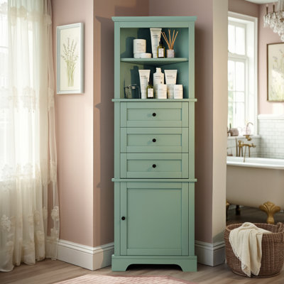 Lustra 68.9''H Tall Corner Bathroom Storage Cabinet with Drawers and Adjustable Shelves for Small Spaces
