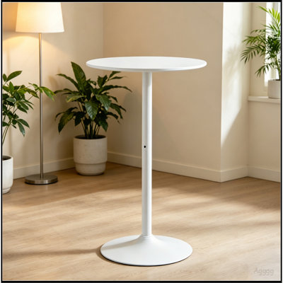 White Round Bar  Table, modern dining table, dining table, MDF tabletop and iron-painted matte base, round dining table, medieval living room coffee t