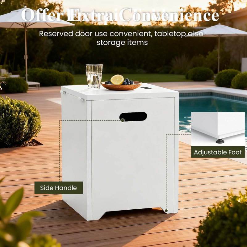  42" Rectangle Aluminum Propane Gas Smokeless Fire Pit Table with Hidden Fuel Tank, Light Grey