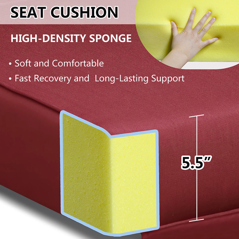 Outdoor 5.5'' Chaise Lounge Seat / Back Cushion(Set Of 3), Red