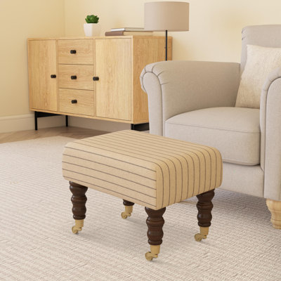 Autryville Wood Caster Leg - Pinstripe Wool