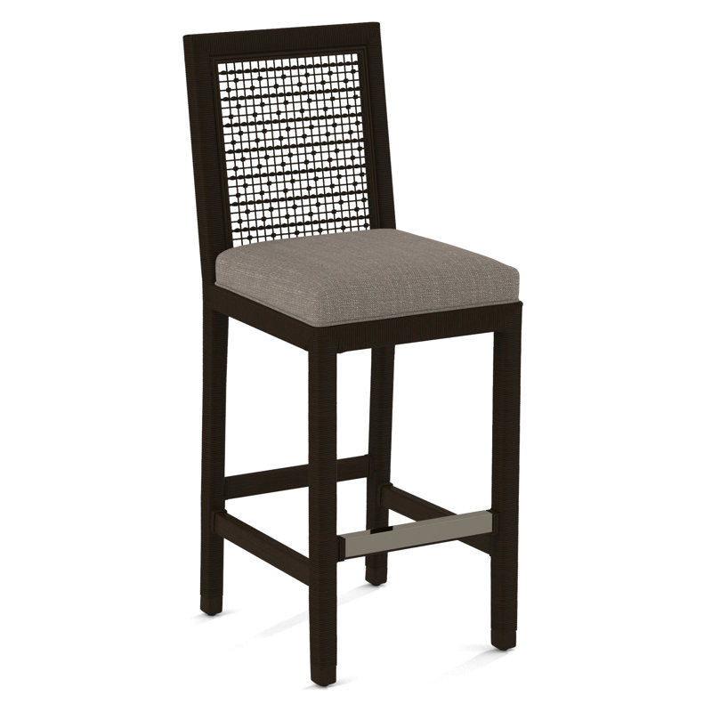 Pine Isle Bar Stool, Sunbrella Beige Pinstripe; 6205-74, Java