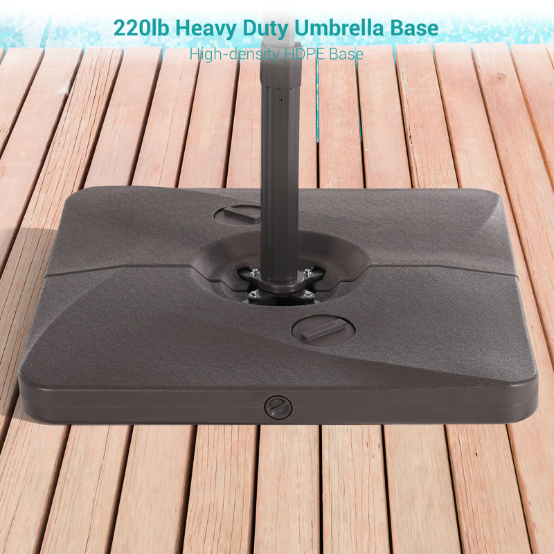 Parasol en porte-à-faux éclairé avec manivelle 132 po Eirlys, Gris