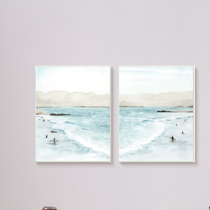 Paysage de plage à marée haute, H 10 po x l 30 po, Plaque murale