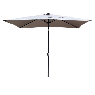 Parasols d'extérieur rectangulaires éclairés à DEL avec manivelle et bouton-poussoir inclinables pour la cour