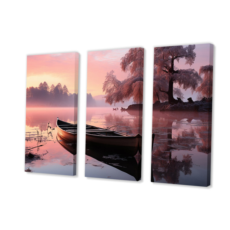 «Lake Serenity Pastel Sunrise In Autumn II - Lake», reproduction d'art sur toile, H 40 po x l 60 po x P 1 po