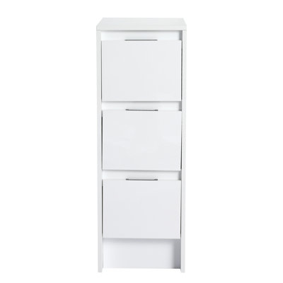 12" Freestanding Bathroom Storage With 3 Drawers, Glossy White Design, Suitable For Multiple Rooms In Dwelling Unit Finish, Ideal Storing Essentials