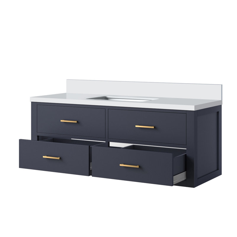 48 po X P 22 po D Meuble-lavabo simple avec plateau en marbre de culture, Bleu