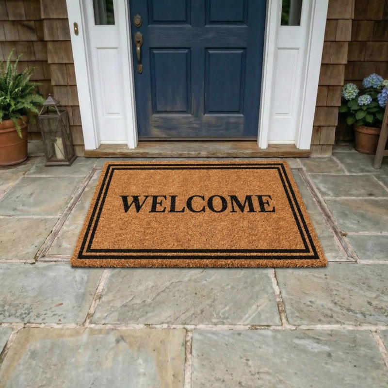 Paillasson Border, Brun - « welcome », L 24 po x L 36 po