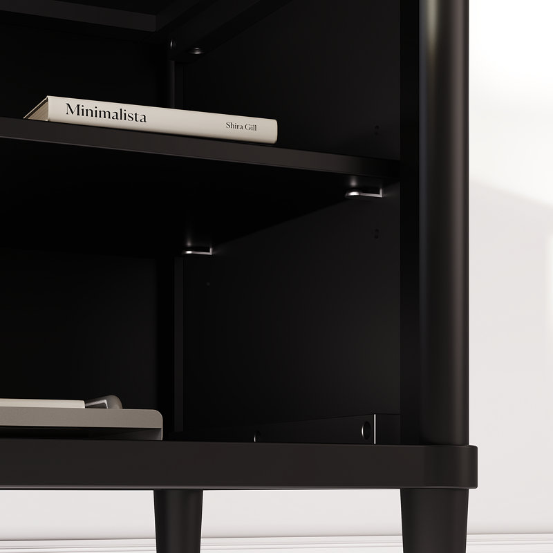 Cartlin 63" Mid-Century TV Stand with Chevron Doors & Adjustable Shelves - Mystic Finish, Mocha