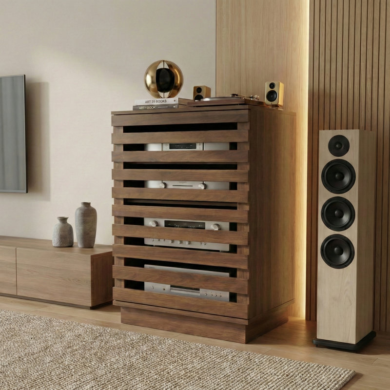 35.4 " H Media Shelves, Brun