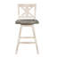 Chaises de comptoir blanches et grises 2, bois d'hévéa massif, pivotant à 360 °, chaises de salle à manger rustiques 2, gris, pivotant à degrés-2088401690