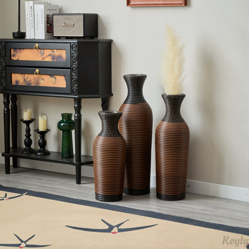 Ensemble de 3 pots de fleurs artificiels en PVC