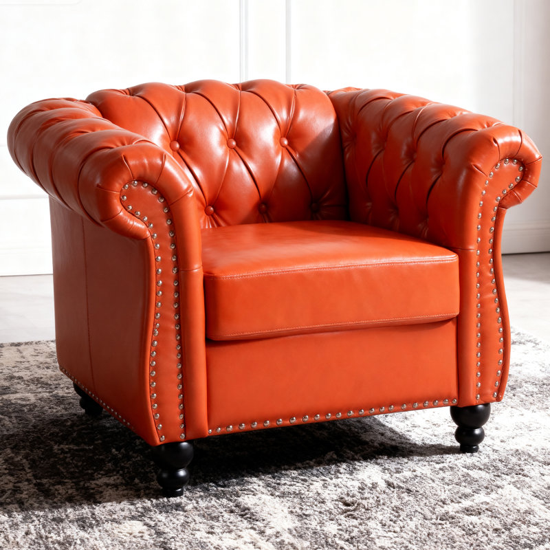 Ensemble de 2 chaises capitonnées Chesterfield, Orange