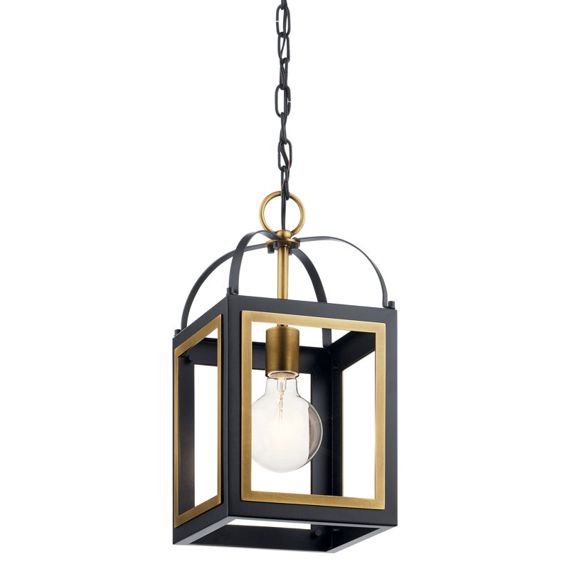 1 - Light Single Pendant, Black/Brushed Nickel