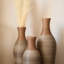 Ensemble de 3 vases de plancher en rotin de PVC - Vases décoratifs de style campagnard brun pour décoration intérieure Boho