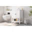 Lavabo de salle de bain moderne élégant en céramique blanche 24 po avec tablette ouverte en bois massif