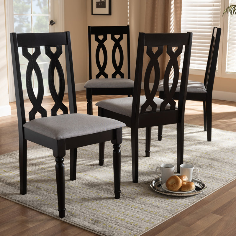 Gautieri 18.5'' H Fabric Upholstered Oak Side Chair, Gray