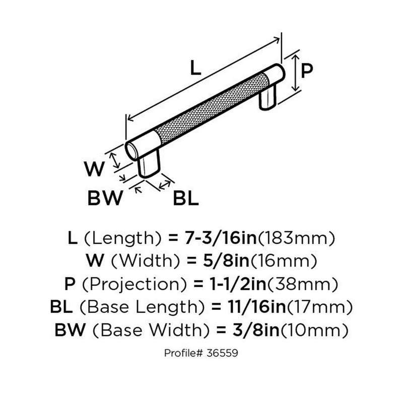 Polished Nickel and Black Bronze Bar Pull with Mounting Hardware