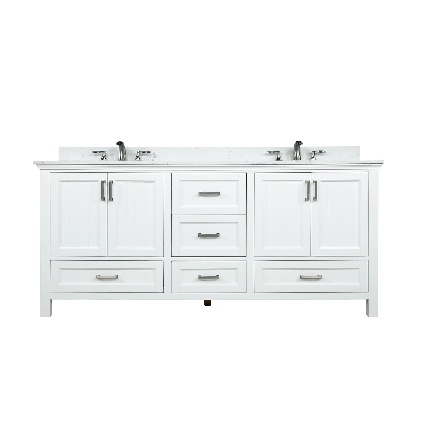 Annaline 72'' Free-standing Double Bathroom Vanity with Engineered Stone  Vanity Top