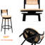 Chaise de comptoir tissée à la main de style 2, pivotante à 360 °, siège miel, structure en métal pour la salle à manger, chaises rustiques de cuisine 2 pièces, structure pivotante, assise en corde de papier-412858859