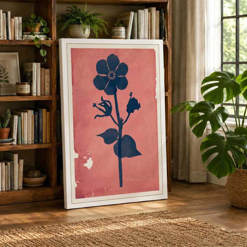 Study in Rose Botanical - Wrapped Canvas, 18x12 - 45.7 x 30.5 cm, Terracotta Border