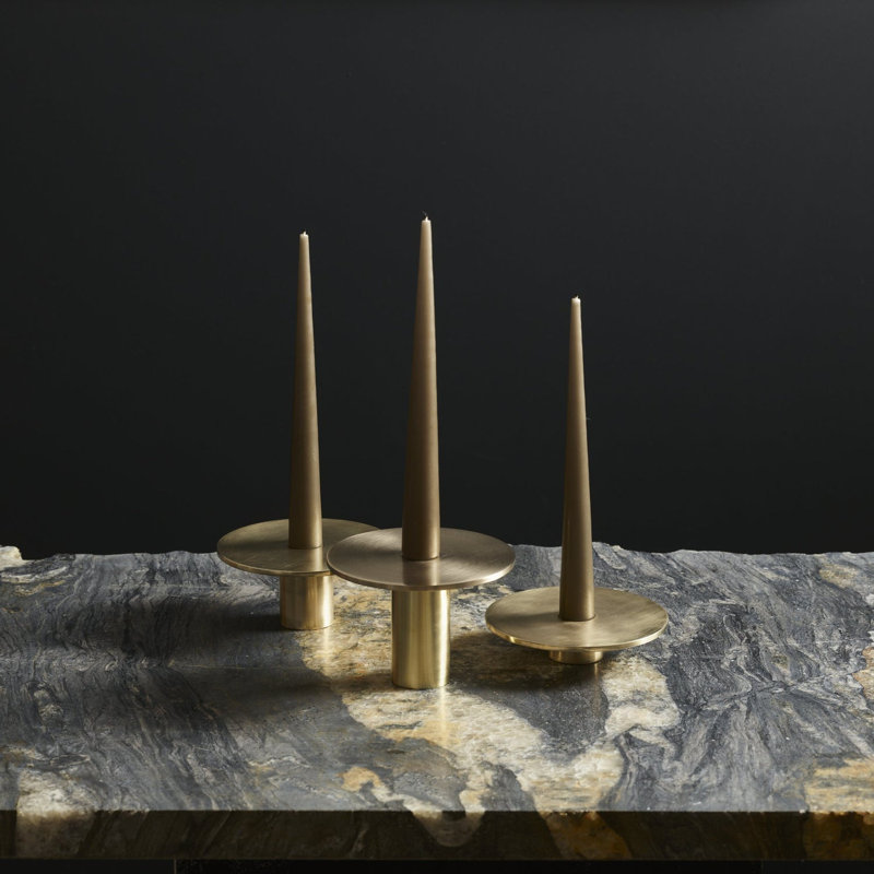 Candle Holder, Brushed, 1" H x 4.7" W x 4.7" D