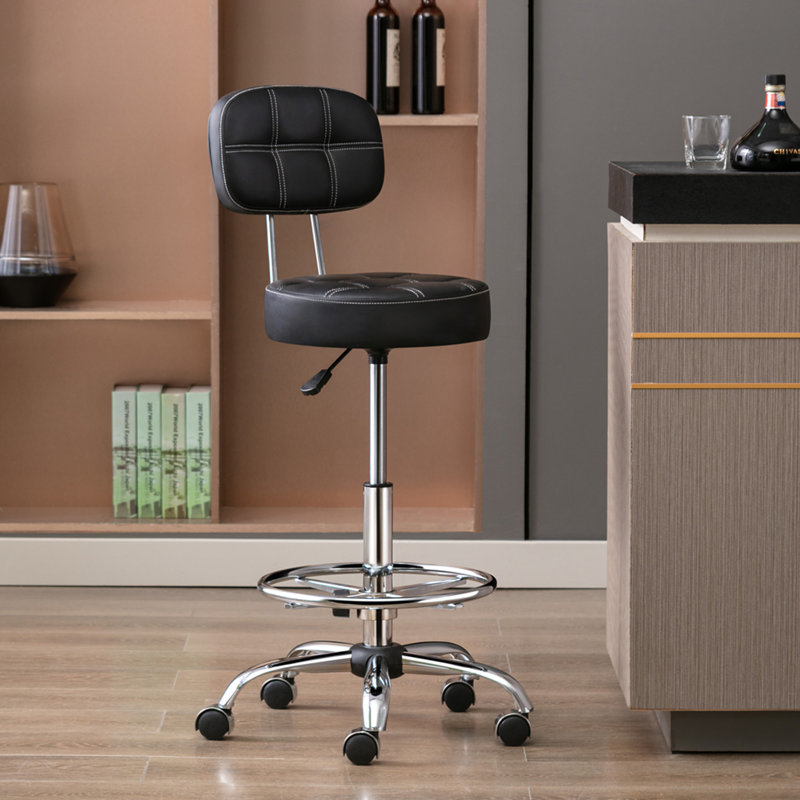 Tabouret de bar avec repose-pieds, Noir