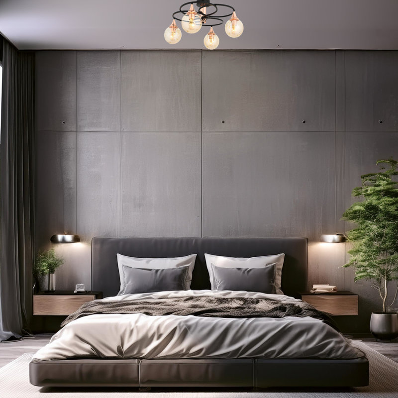 Plafonnier semi-encastré avec corps en verre 4 lumières