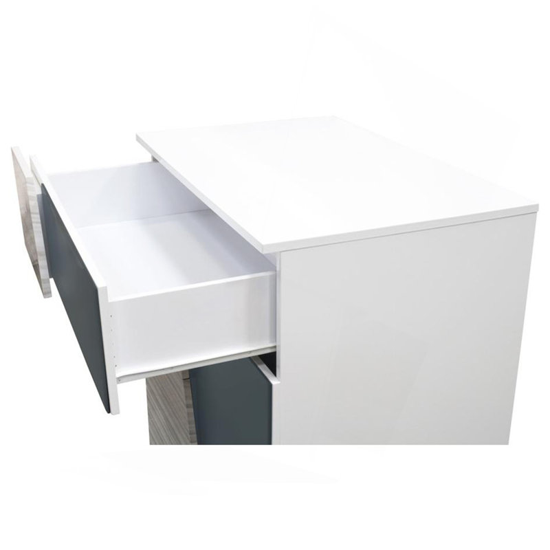 2-Drawer Poplar Wood Bedroom Nightstand in Zebra/White